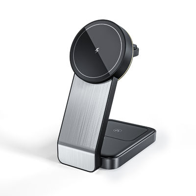 Folding Aluminum Mobile Holder Magnetic 3 in 1 Wireless Charging Qi Fast Charger