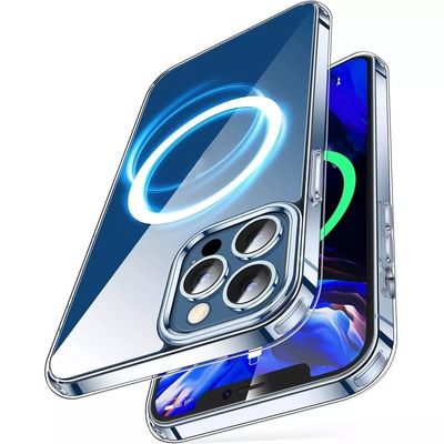 14 Pro Max Universal Shockproof Magnetic Clear TUP Phone Case for iPhone XR 11 12 13
