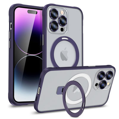 Matt Skin Full Lens Cover Anti Slip Magnetic Wireless Charger Phone Case for iPhone 14 Pro 14 Pro Max Kick Stand and Shockproof