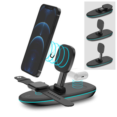 Portable 15W Wireless Charger Station Fast Magnetic Charging For IPhone Multifunction