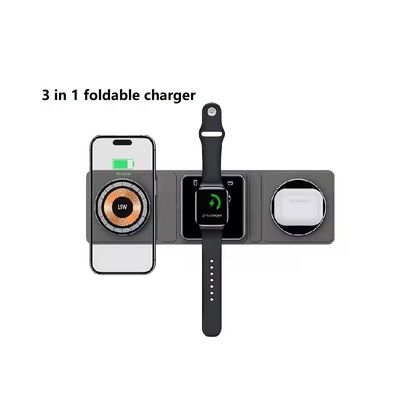 Foldable Wireless Charger 15W Fast Charging Stand Station 3 In 1 Magnetic Portable