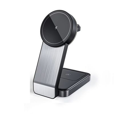 Aluminum Alloy 3 in 1 Wireless Charger Stand Station 15W Charging Dock for iPhone with Input Voltage and Current of 9V/2A 5V/2A