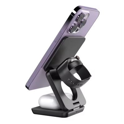 3 In 1 Wireless Magnetic Fast Charging Station Aluminum Material 5W/7.5W/10W/15W Output