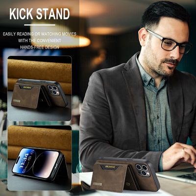 Magnetic Detachable Leather Wallet Case Cover For iPhone 15 Pro Max Luxury Card Pocket Case