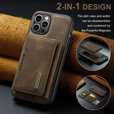 Magnetic Detachable Leather Wallet Case Cover For iPhone 15 Pro Max Luxury Card Pocket Case