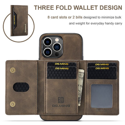 Magnetic Detachable Leather Wallet Case Cover For iPhone 15 Pro Max Luxury Card Pocket Case