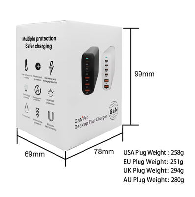 MacBook Mobile Phone OEM 160W 4USB Ports 2USB-C Ports PD Fast Desk Phone Charger