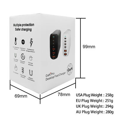 160W 4USB 2USB-C Ports PD Fast Desktop Charger For MacBook And Laptop Power Charging