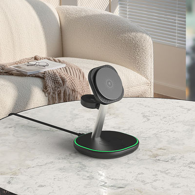 ABS 15W Qi Magnetic Multifunctional Wireless Charging Desktop 3 in 1 Stand for Iphone