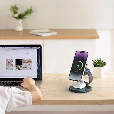 ABS 15W Qi Magnetic Multifunctional Wireless Charging Desktop 3 in 1 Stand for Iphone