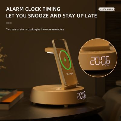 15W Fast Wireless Charger and Multi-Function Alarm Clock 6-in-1 for Mobile Phone