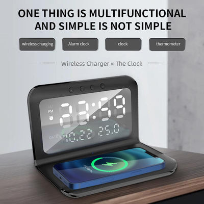 Qi Desk Wireless Phone Charger Holder with LED Display and 15W Wireless Charger Stand
