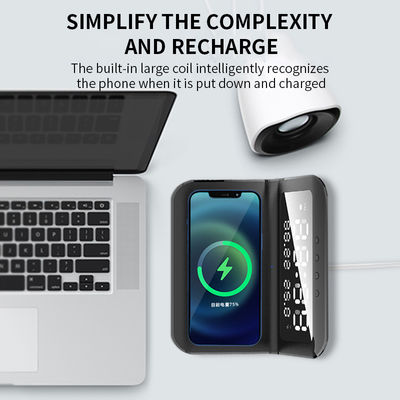 Qi Desk Wireless Phone Charger Holder with LED Display and 15W Wireless Charger Stand