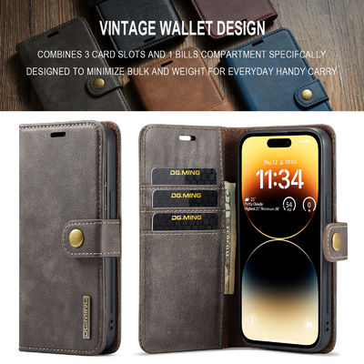 Card Flip Lanyard Phone Case Dg.Ming Pu Leather Mobile Phone Wallet for iPhone 15 Pro Max