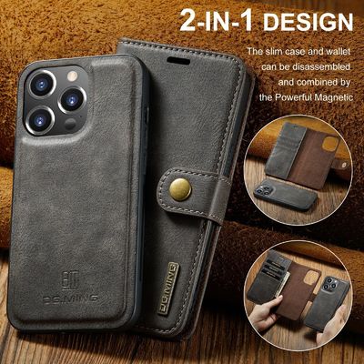 Card Flip Lanyard Phone Case Dg.Ming Pu Leather Mobile Phone Wallet for iPhone 15 Pro Max