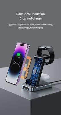 Cellphone Earphone Smart Watch 3 in 1 Wireless Charging Station with 5V Power Output