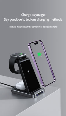 Cellphone Earphone Smart Watch 3 in 1 Wireless Charging Station with 5V Power Output