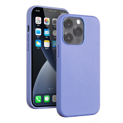 15 Pro Max Blue Real Leather Phone Case with Magnetic Metal Buttons and Card Flip Lanyard