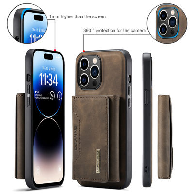 Business Design PU Wallet Case for IPhone 14 15 Pro Max 2 in 1 Magnetic Cell Phone Cover