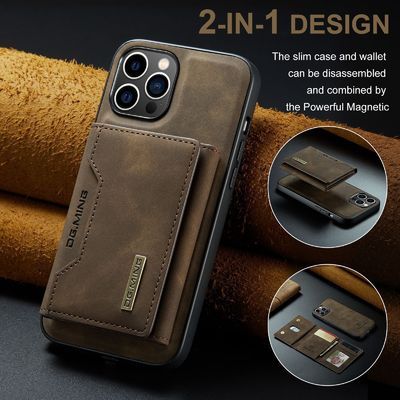 Business Design PU Wallet Case for IPhone 14 15 Pro Max 2 in 1 Magnetic Cell Phone Cover