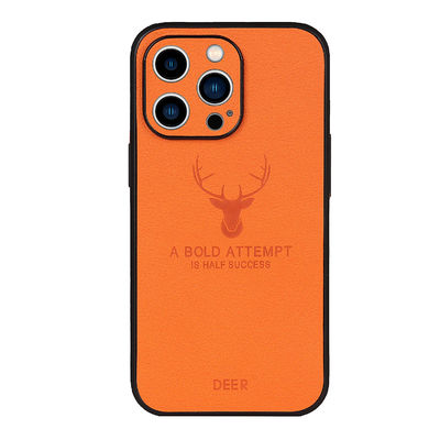 Deer Pattern Leather TPU Mobile Phone Case for iPhone 15 Pro Max 14 Pro Camera Lens Protection