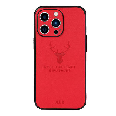 Deer Pattern Leather TPU Mobile Phone Case for iPhone 15 Pro Max 14 Pro Camera Lens Protection