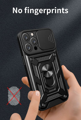 iPhone TPU Camera Protection Mobile Back Cover Hybrid Shockproof Kickstand Ring Phone Case