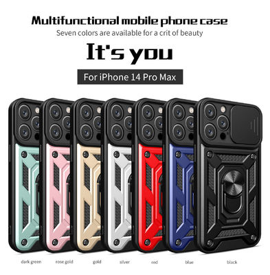 iPhone TPU Camera Protection Mobile Back Cover Hybrid Shockproof Kickstand Ring Phone Case