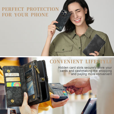 Samsung Compatible CaseMe Leather TPU Phone Cases for Iphone 13 14 Pro Max Card Slot