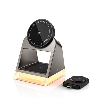 4 In 1 Foldable Magnetic Phone Watch with LED Desk Light and Fast Wireless Charger