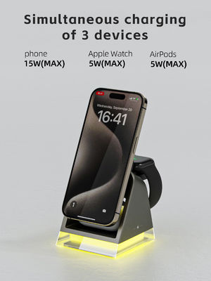 4 In 1 Foldable Magnetic Phone Watch with LED Desk Light and Fast Wireless Charger