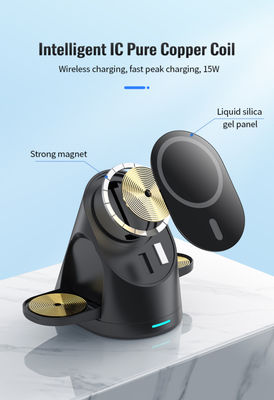 15W Qi Stand 3 in 1 Magnetic Foldable Wireless Charger for iPhone 15 Pro Watch Airpods