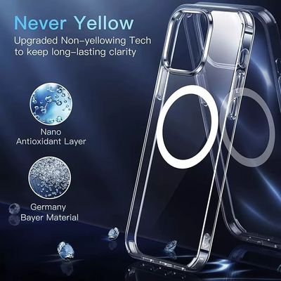 14 Pro Max Universal Shockproof Magnetic Clear TUP Phone Case for iPhone XR 11 12 13