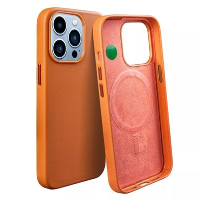 Dark Grey Magnetic Wireless Charger Pu Leather Phone Case for iPhone 14 Pro Max ' Choice
