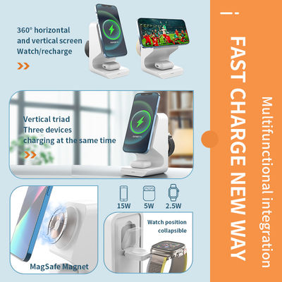 3 In 1 Magnetic Wireless Charger for iPhone 15 14 13 12 10w 15w Fast Charging Station