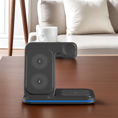 Portable 15W 3 In 1 Fast Charging Desktop Foldable Mobile Phone Universal QI Wireless Charger Stand Holder For Phone Airpod iWatch