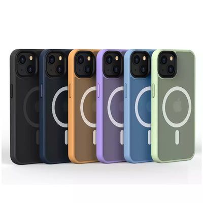 Iphone 14 Case With Frosted Magnetic Ring Metal Button Dustproof Shockproof Function