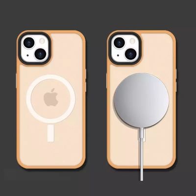 Iphone 14 Case With Frosted Magnetic Ring Metal Button Dustproof Shockproof Function