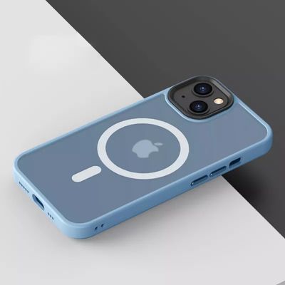 Iphone 14 Case With Frosted Magnetic Ring Metal Button Dustproof Shockproof Function