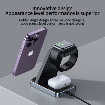 Black/White 15W Fast Wireless Charging Station for Cellphone Earphone and Smart Watch