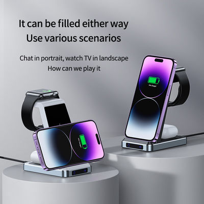Black/White 15W Fast Wireless Charging Station for Cellphone Earphone and Smart Watch