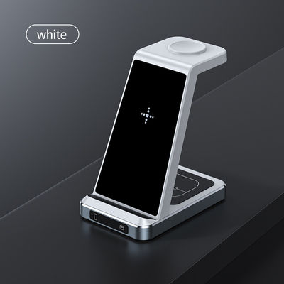 Black/White 15W Fast Wireless Charging Station for Cellphone Earphone and Smart Watch