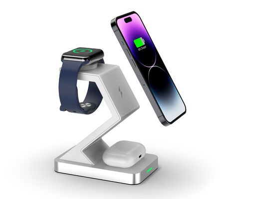 Fast Charging Magnetic Phone Charging Stand with 3 in 1 Wireless Charger and Type C Input Design