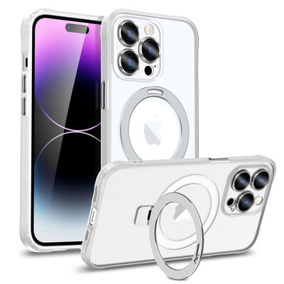 Matt Skin Full Lens Cover Anti Slip Magnetic Wireless Charger Phone Case for iPhone 14 Pro 14 Pro Max Kick Stand and Shockproof