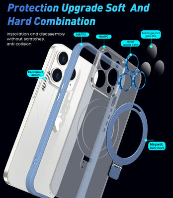 Matt Skin Full Lens Cover Anti Slip Magnetic Wireless Charger Phone Case for iPhone 14 Pro 14 Pro Max Kick Stand and Shockproof