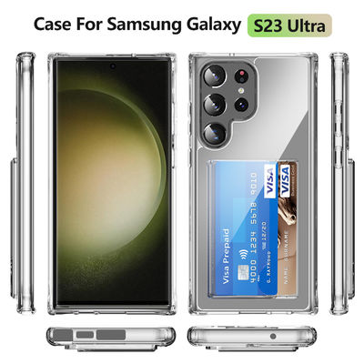 Mobile Phone Cases for Samsung Galaxy S23 S23U Shockproof Hard PC Transparent Clear and Card Holder
