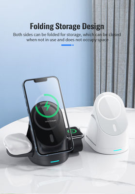 Intelligent 3 in 1 Fast Charging Station with Strong Magnetic Suction and Qi Function