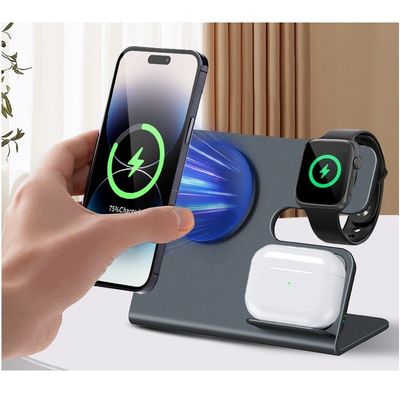 73% Charging Efficiency 15W Magnetic Wireless Charger Station for Desktop Mobile Phone