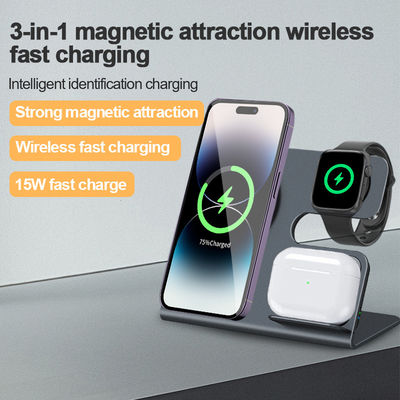 73% Charging Efficiency 15W Pd Qi Wireless Charging 3 In 1 Wireless Charger For Iphone