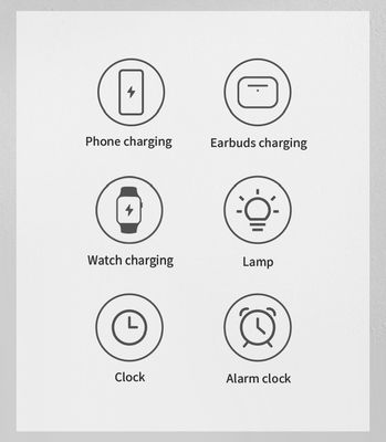Digital Alarm Clock 15W Fast Charger 6 In 1 Wireless Charger with 9V-1.67A Input